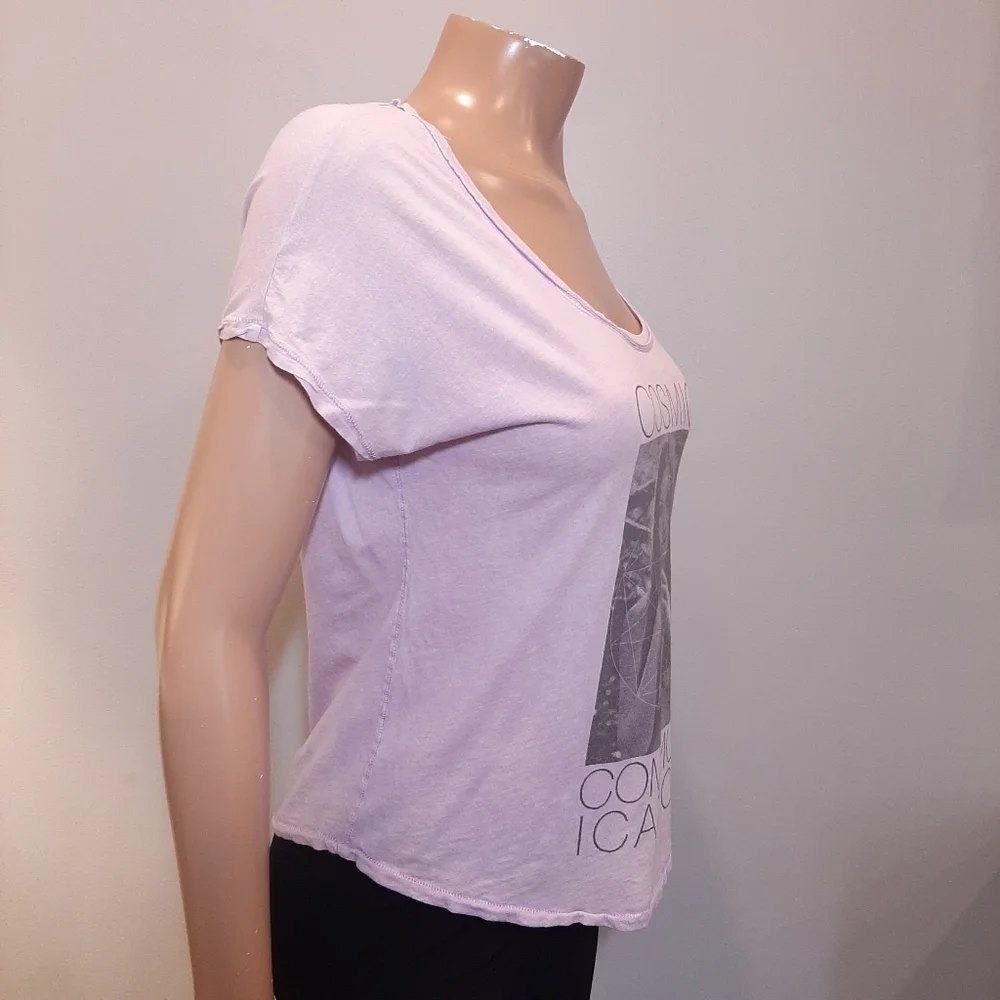 TALULA Aritzia Burnout Graphic Tee Cosmic Communication Scoop Neck Festival